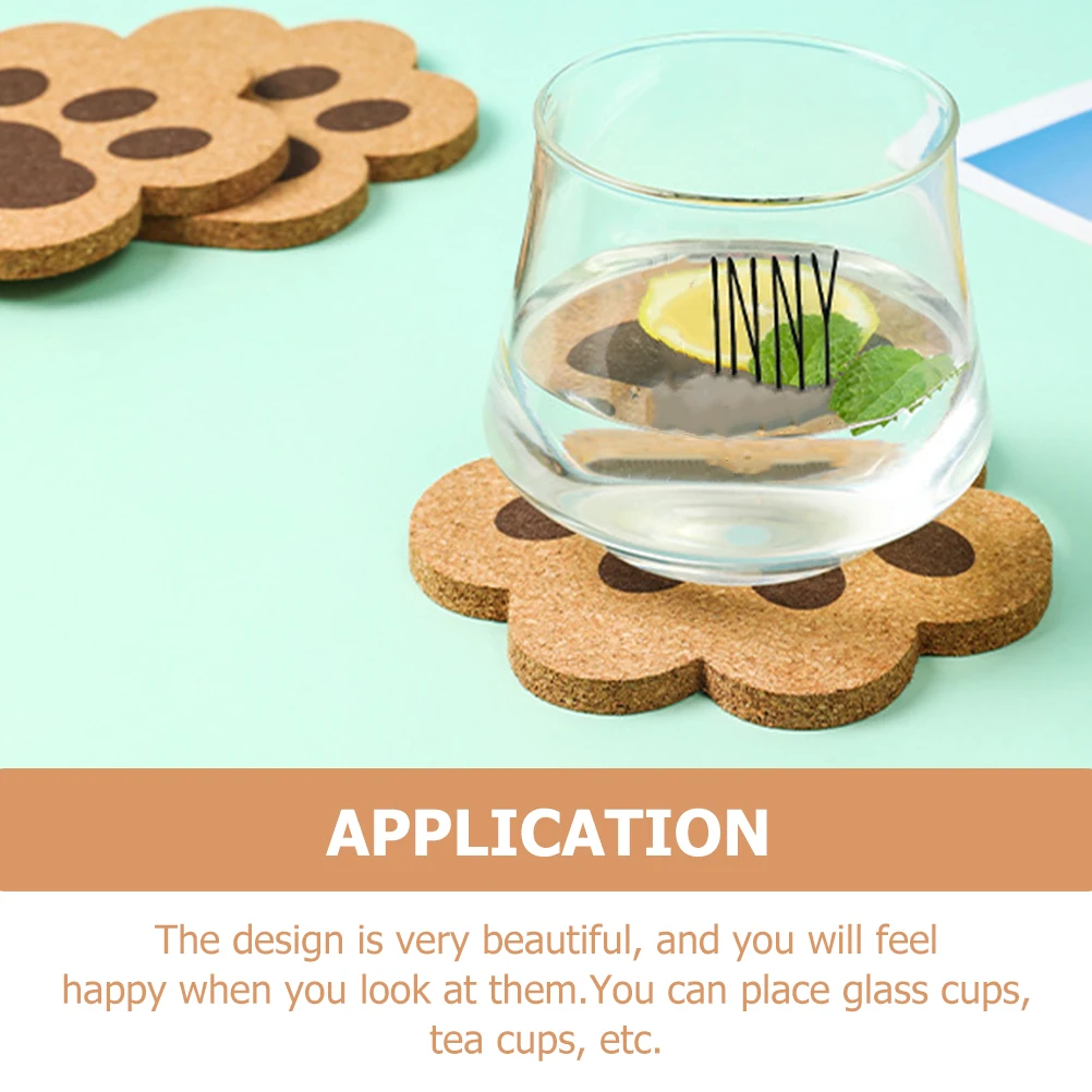 

2pcs Cat Shape Wooden Coasters Thickened Anti-Scalding Cup Mats Decorative Table Protectors Heat Resistant Drink Coaster For