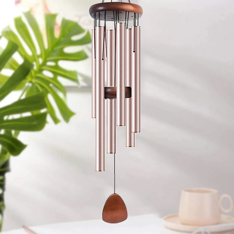 Klassieke 26-inch aluminium pijp windgong met houten hangende tag boerderijen terrassen tuinen balkon gang decoratie