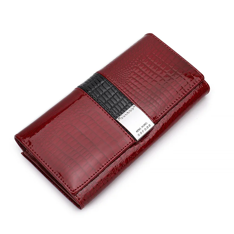 Western Cowhide Leather Hasp Phone Bag Women Wallet Fashion Large Capacity Card Holder Purse for Ladies