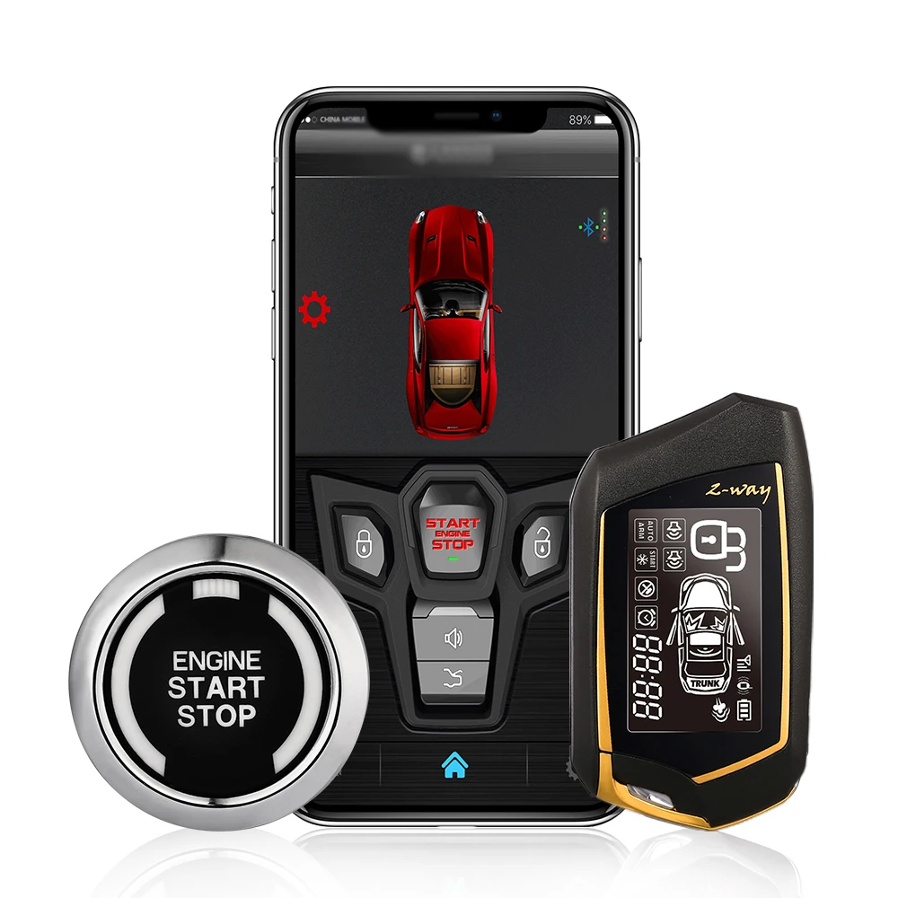 Car Anti-Theft Alarm Remote Starter System PKE Keyless Entry BT Remote Engine Starter Central Lock Kit 2-Way Vibration Alarm
