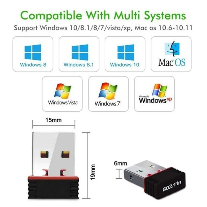 【Raady Stock】150Mbps Wireless Dongle Network Card USB Wifi Receiver 802.11N Adapter Rtl8188Eu External Lan Card Antenna