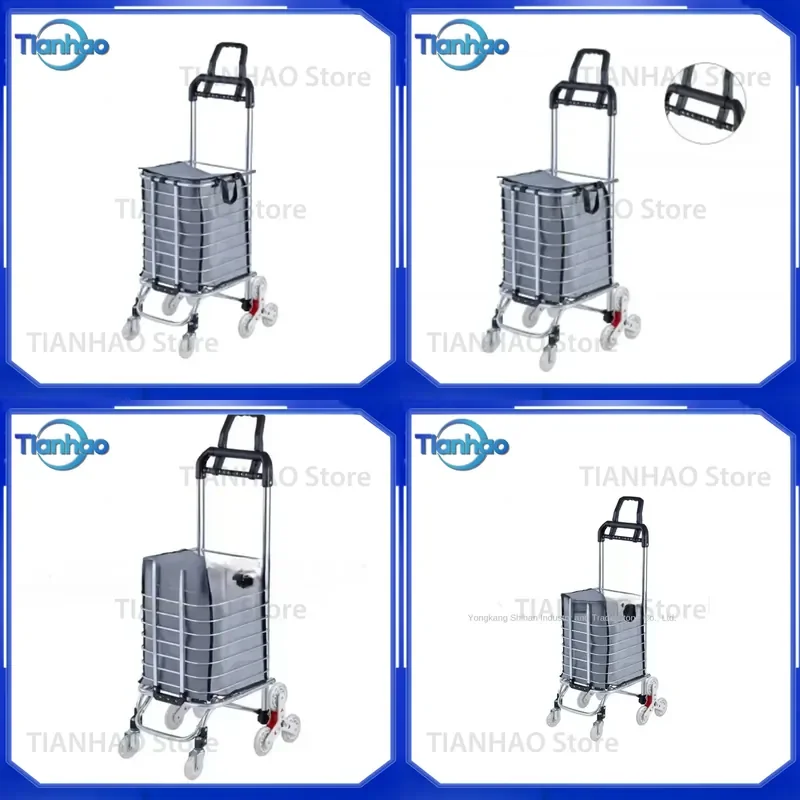 Rotatable Foldable Eight Wheel Shopping Cart for Supermarket Portable Removable Frame Outdoor Storage