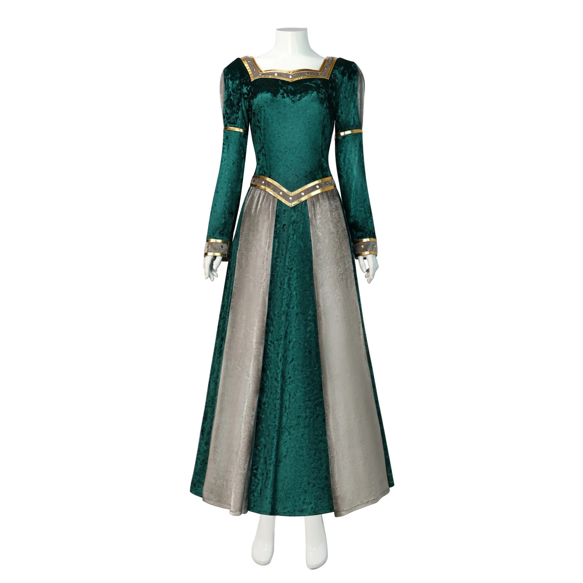 Fiona Princess Cosplay Costume Fiona Pleuche Vintage Green Long Dress Cos Costume Halloween Costumes for Women