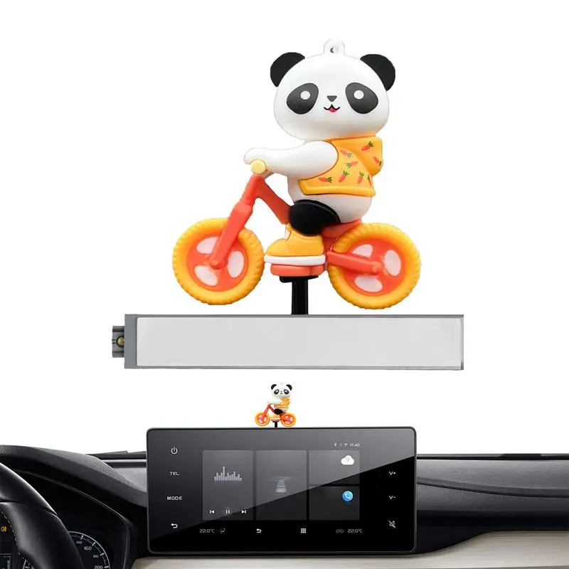 Skateboarding Car Ornament Cartoon Panda Car Screen Funny Ornaments Decorative Doll Car Accessories Moving Figure For Adults