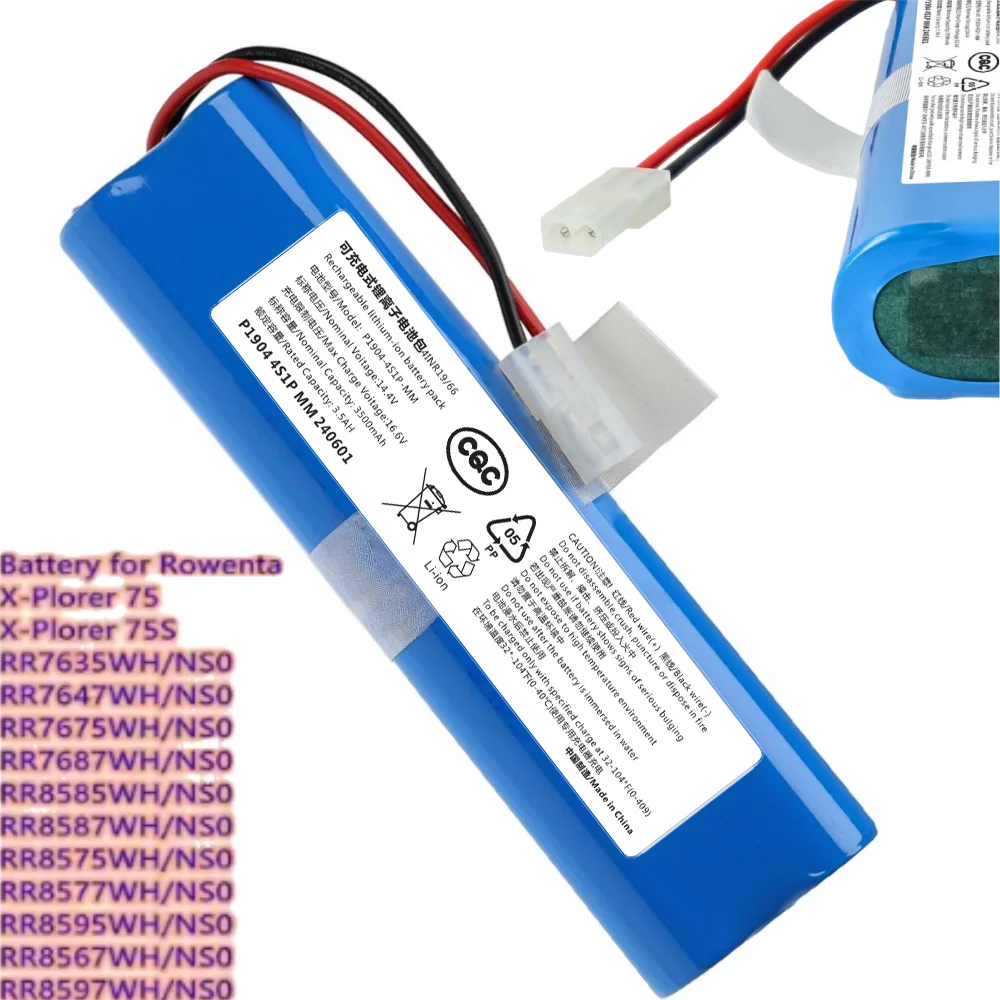 

3500mAh Robot Vacuum Cleaner Battery for Rowenta X-Plorer 75,S75,75S,RR7635WH,RR7647WH,RR7675WH,RR7687WH,RR8585WH,RR8587WH