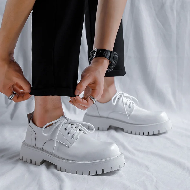 men luxury fashion platform shoes wedding party dresses original leather shoe black white sneakers breathable gentleman footwear