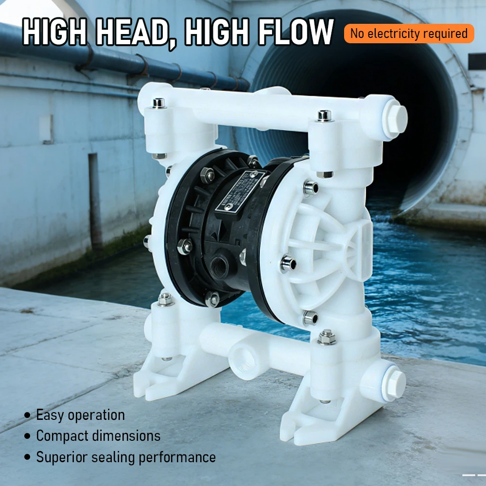 

Пневматический мембранный насос из полипропилена QBY-15/QBY-25, устойчивый к коррозии, с пневмоприводом, для перекачки кислот, щелочей и шламов