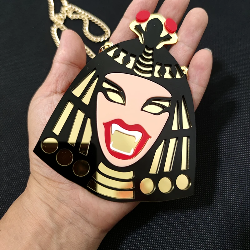 KUGUYS Cleopatra Vintage Big Pendant Necklace for Women Jewelry Retro Accessories