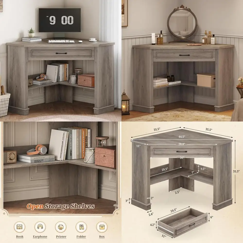 

Компактный угловой стол в фермерском стиле с ящиками для небольших помещений