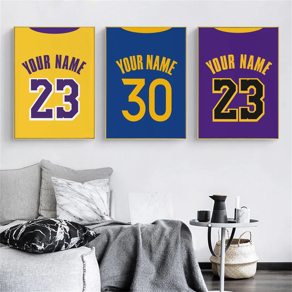 

Custom Poster Basketball Team Home Shirt Jersey Basketball Wall Art Painting Personalized With Any Name & Number Birthday Gift