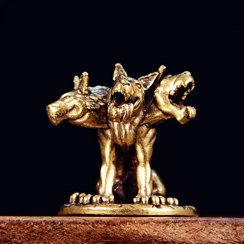 Cerberus The Giant Guard Beast of The Underworld in Greek Mythology Tabletop Game Miniature Copper Figurine Craft Gift