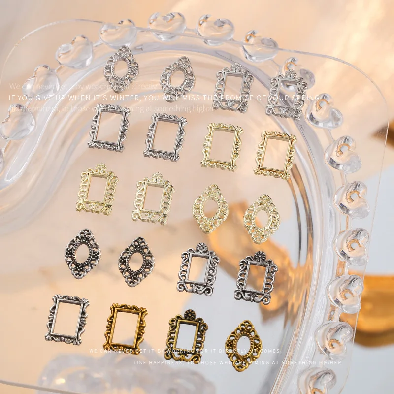 Ancient Style Nail Art Accessories, Oval Three-Element Photo Frame, Alloy Wholesale Photo Frame Series, Three-Dimensional Nail Decorations