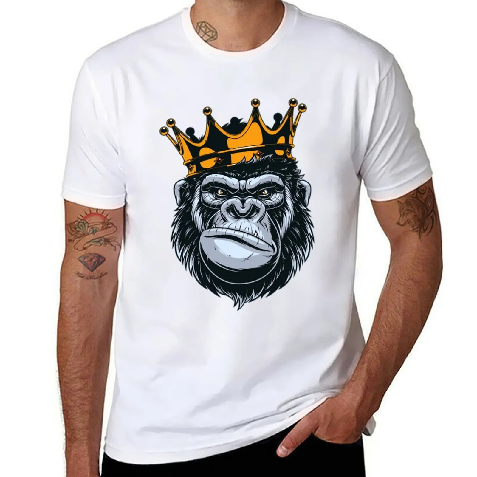 

King Gorilla King Kong Ape Monkey Swag Illustration Chiffon Top T-Shirt t shirts for man graphic funny T-Shirt