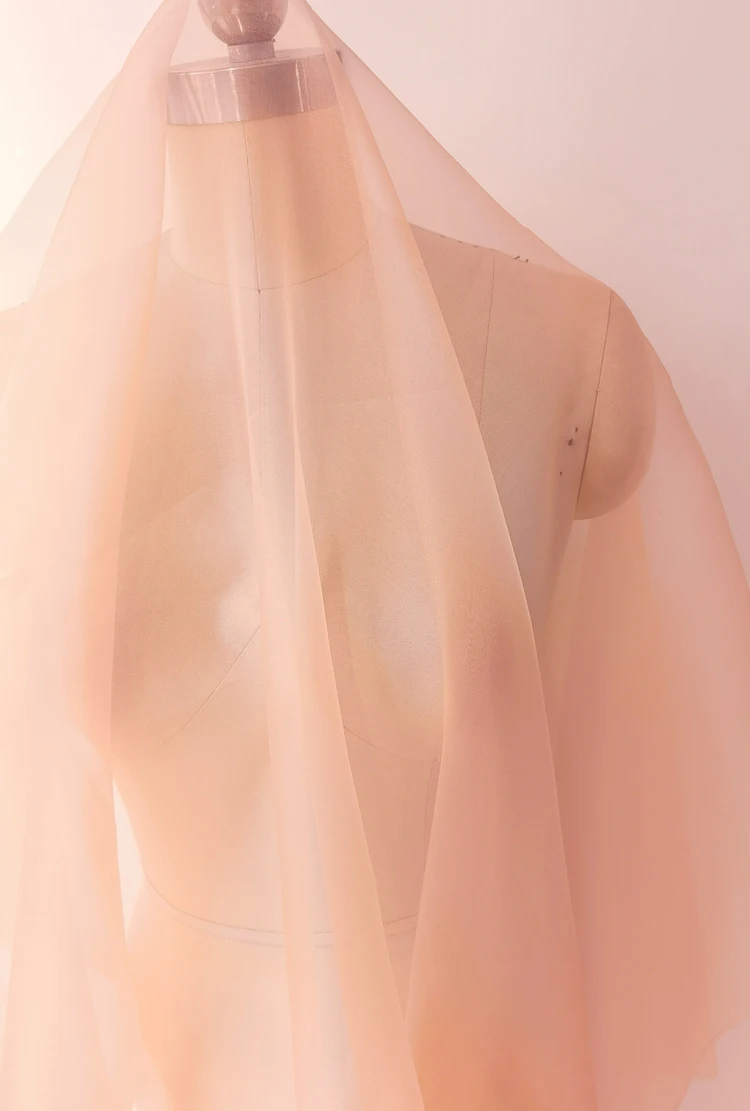 45'' / 55'' breit pro Meter steif geformte Hochzeitsgaze aus schlichter, natürlicher Organza-Stoff aus reiner Seide – Detail 21