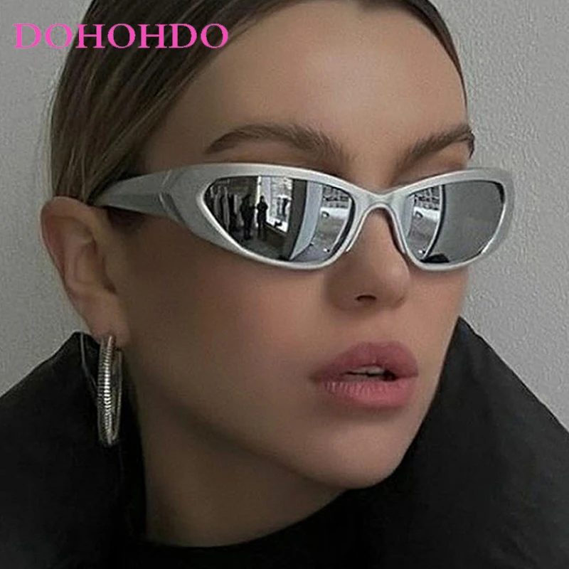 

DOHOHDO New Cycling Sports Steampunk Sunglasses Women Punk Goggle Designer Sun Glasses Men Silver Mirror Shades Fashion UV400