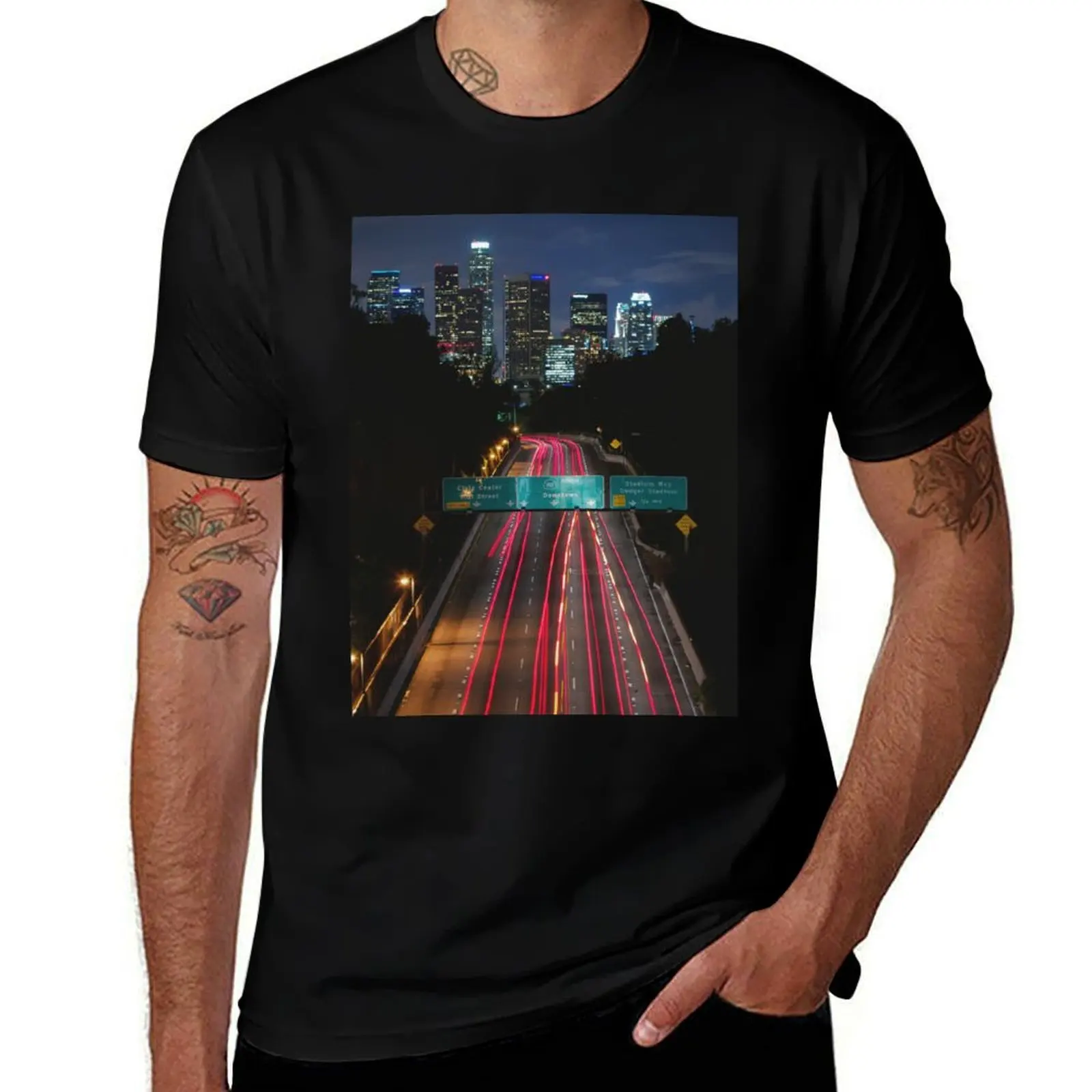 

Los Angeles Sky Line T-Shirt Big Size Crew Neck T-Shirt