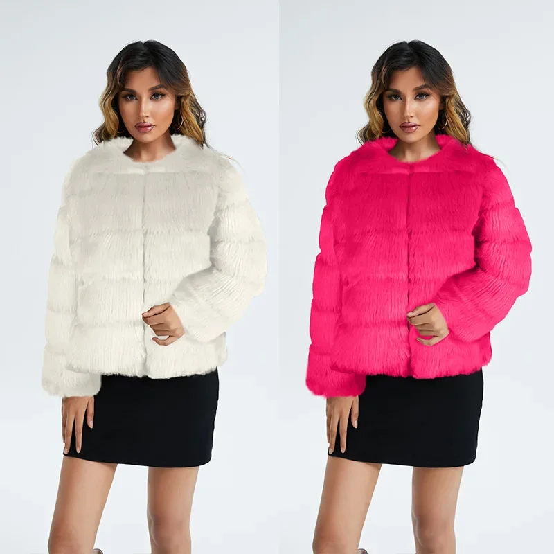 Faux Fur Coat Women Winter Coats Top Fashion Furry Jackets  Elegant Thick Warm Outer Parkas Clothes Fake Fur Woman Jacket