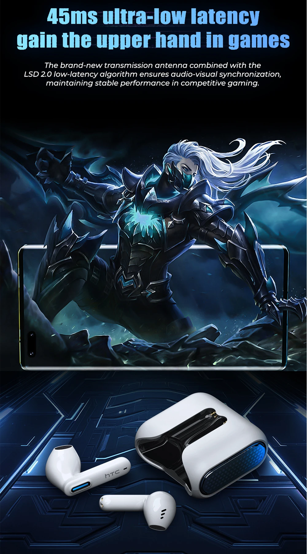 Übersetzer-Kopfhörer 2026 HTC NE49 KI-Echtzeit-Übersetzung BT6.0 TWS Gaming HiFi Bass IPX5 – Detail 5
