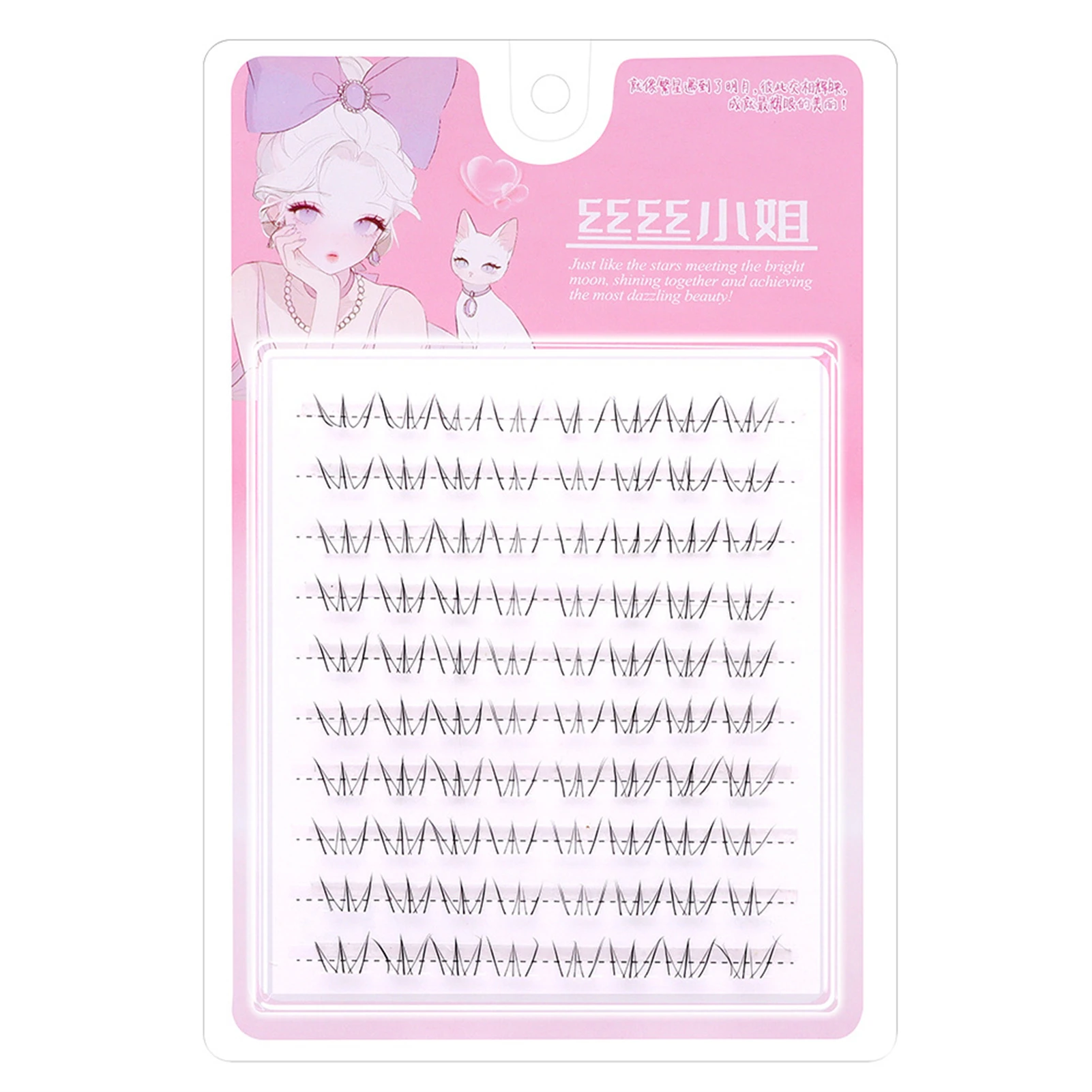 10列 5-7mm エアローワーまつげ グルー不要 つけまつげ セグメント化 ナチュラルキャットアイ 下まつげ W型ボトムまつげ