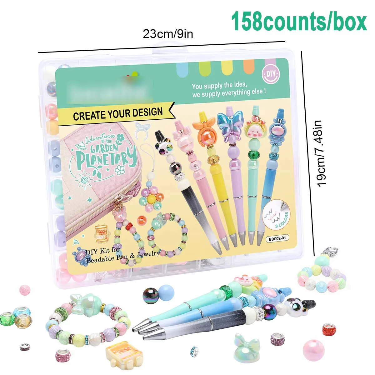 1Set DIY Beadable Pens and Friendship Bracelet Set Multicolor Plastic Beadable Ballpoint Pens DIY Craftable Pen Set For Gifts