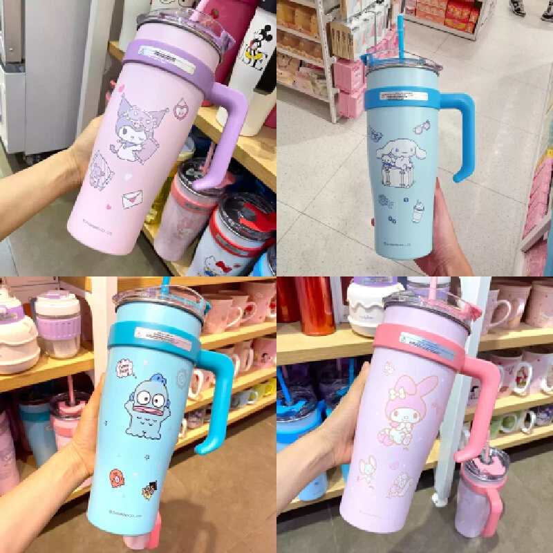 2024 New Sanrio 1200ml bigThermos Bottle Cold Ice Cute Food Grade 316 Stainless Steel Water Bottle Straw Halloween Gift New 2024