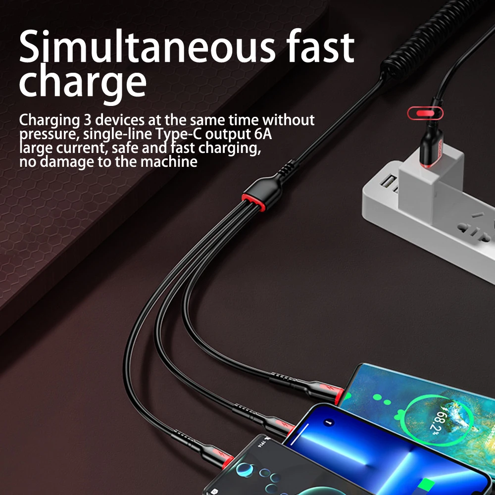 Multifunctional 3 in 1 Fast Charging Data Cable 100W For Xiaomi Huawei Micro USB FOR Multiple Port Charging Cord  New Data Cable