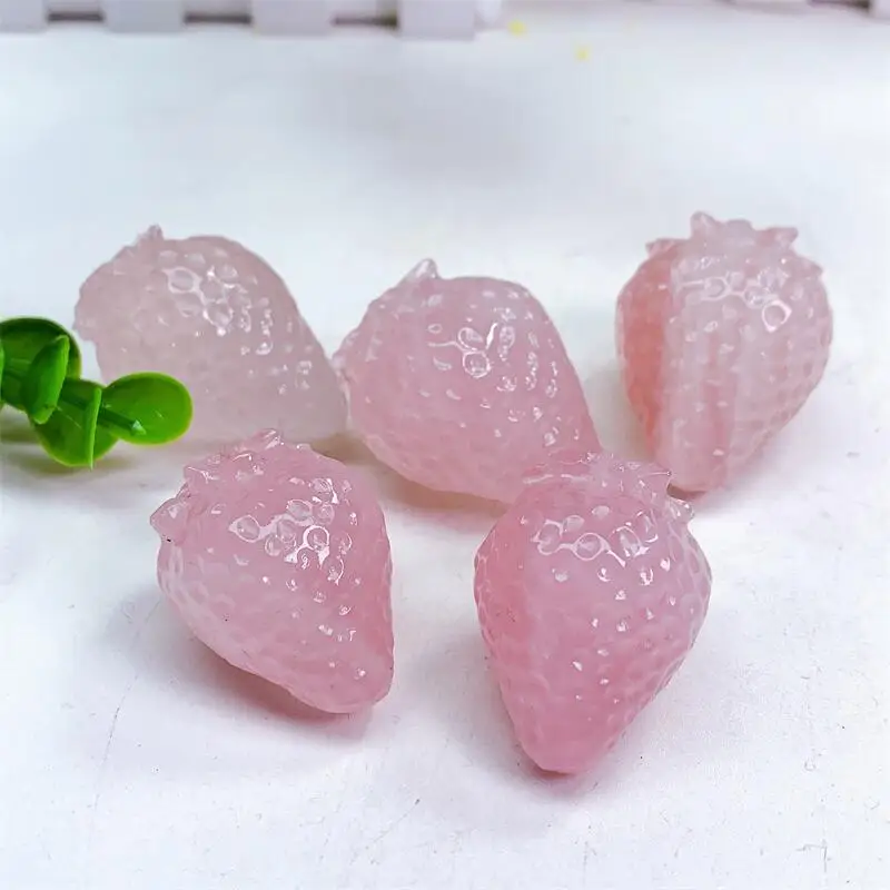 Imagem -04 - Quartzo Morango Cristal Fruta Cura Faça Você Mesmo Decoração para Casa Saudável Crianças Brinquedo Sorte Energia Pedra Presente 3.5cm Peças Rosa Natural de