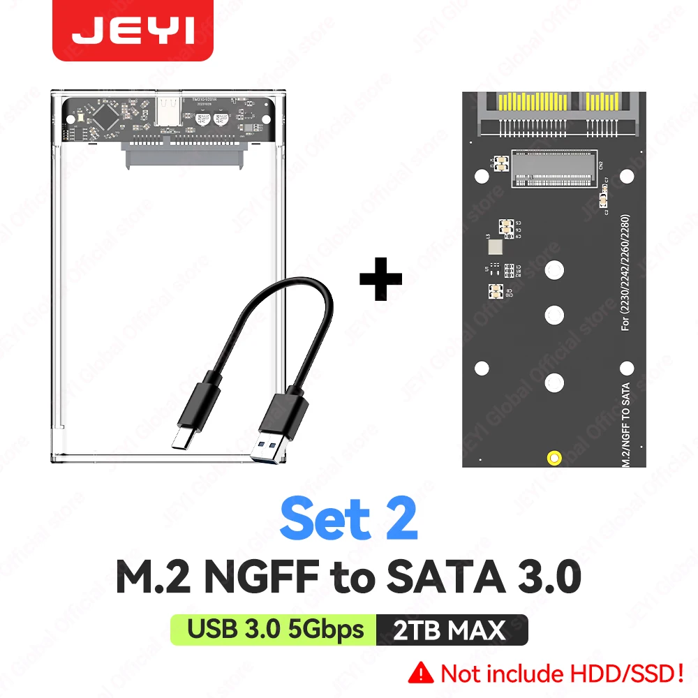 JEYI M.2 NGFF naar SATA 3.0 Adapter Magnetische kaart - 6Gbps High Speed Transfer voor 2230/42/60/80 SSD's Ondersteuning tot 2TB capaciteit