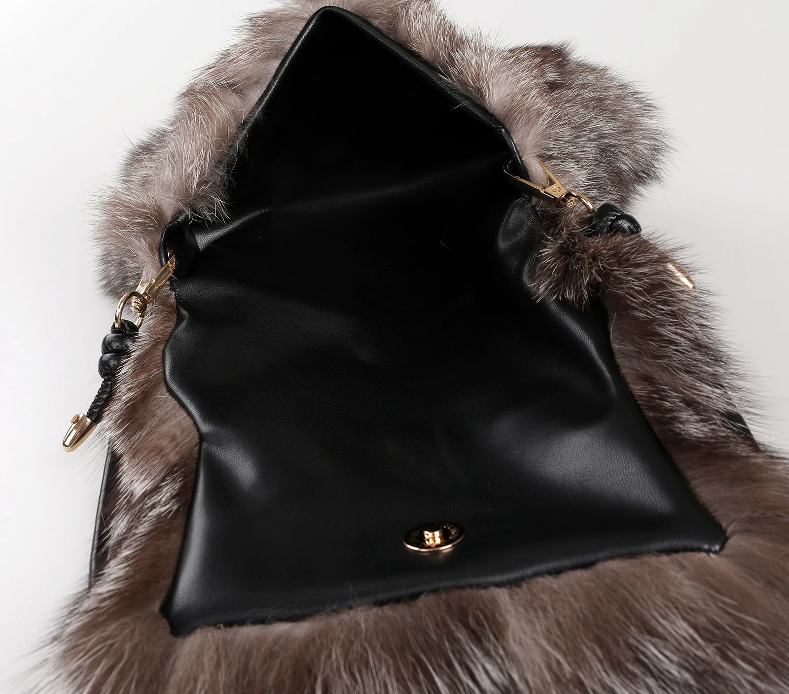 Women\'s Genuine Fox Fur Tote Purse Bag Shoulder Small Handbag Fashion