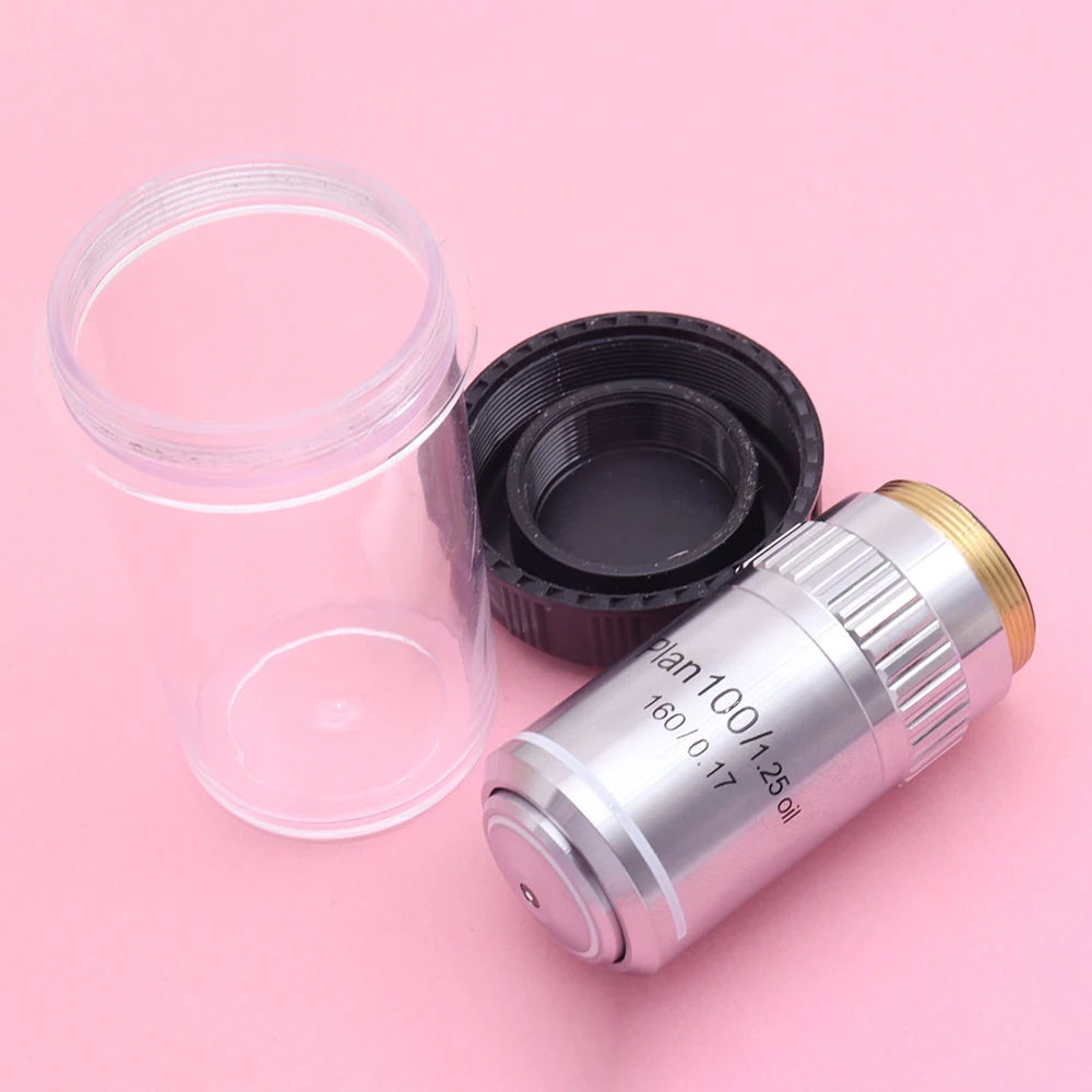 Biological Microscope 100X Plan Achromatic Oil Objective Lens RMS 20.2mm Thread 160/0.17