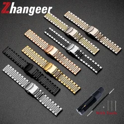 20mm 22mm 24mm Stainless Steel Watch Strap Metal Folding Buckle for Universal Watch Band Waterproof Bracelet Accessories
