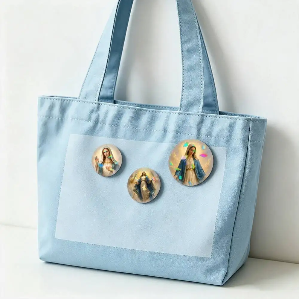 Blessed Virgin-N M-Mary 25 32 44 58 75mm Badges Personalized Round Brooches Pins Accessory Gift