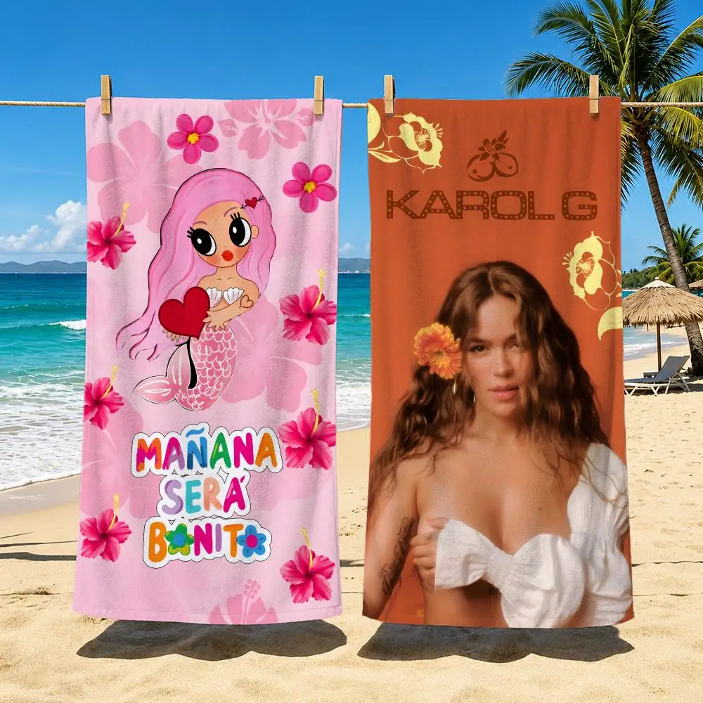 Singer Karol G Tropicoqueta Towel Towel Soft Pool Gift For Travel Gym Shower Cool Camping Quick Dry Sports  Large Beach Towel