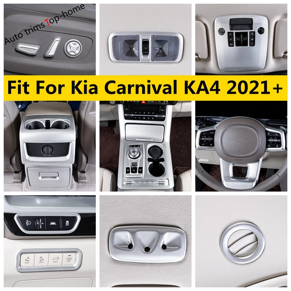 

Head Light Lamp Gear Shift Panel Steering Wheel Window Lift Button Armrest Box Cover Trim Fit For Kia Carnival KA4 2021 - 2024