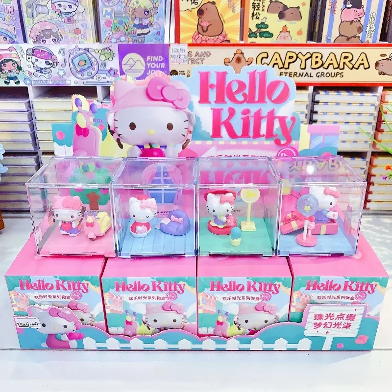 

8pcs Sanrio Hello Kitty Happy Hour Series Blind Box Cute Kitty Collectible Model Action Figure Desktop Deco Toy