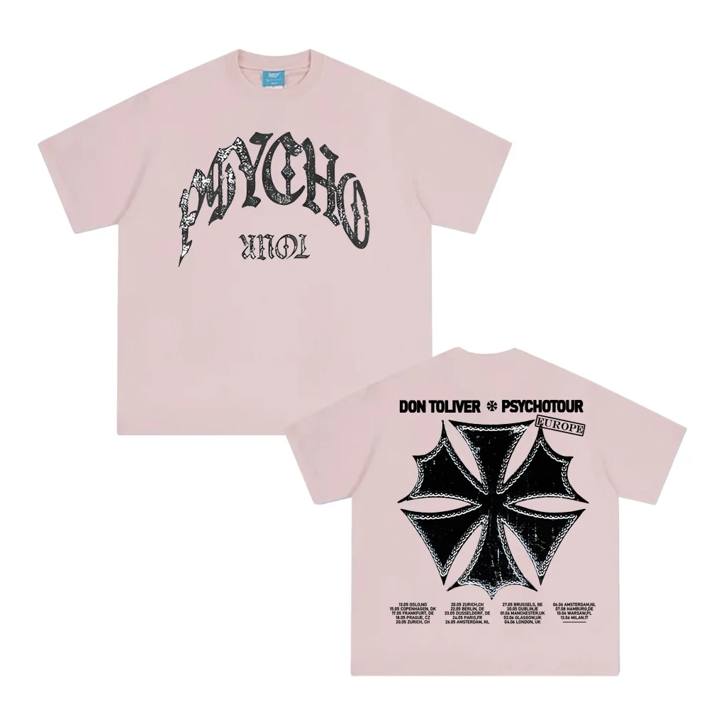 تي شيرت Don Toliver نفس الموقع الرسمي 100% قطن برقبة دائرية تي شيرت ناعم من PSYCHO TOUR EMBLEM تي شيرت نسائي ملابس Hombre