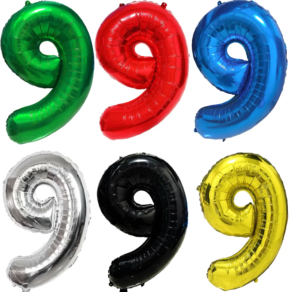 Wielokolorowe duże cyfry 9 balonów 32 cale 1 2 3 4 5 6 7 8 9 Balony urodzinowe z czerwonymi cyframi Balony dla przyszłej panny młodej Figurka Golob Balony