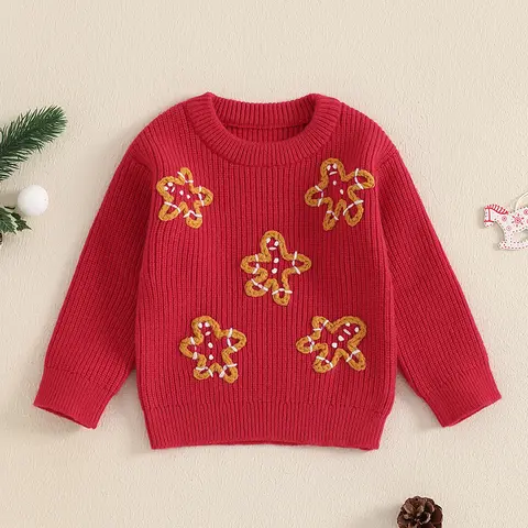 남아 여아 크리스마스 스웨터, 긴 소매 크루 넥 별, 따뜻한 니트 풀오버, 0-3 세 가을 겨울 상의