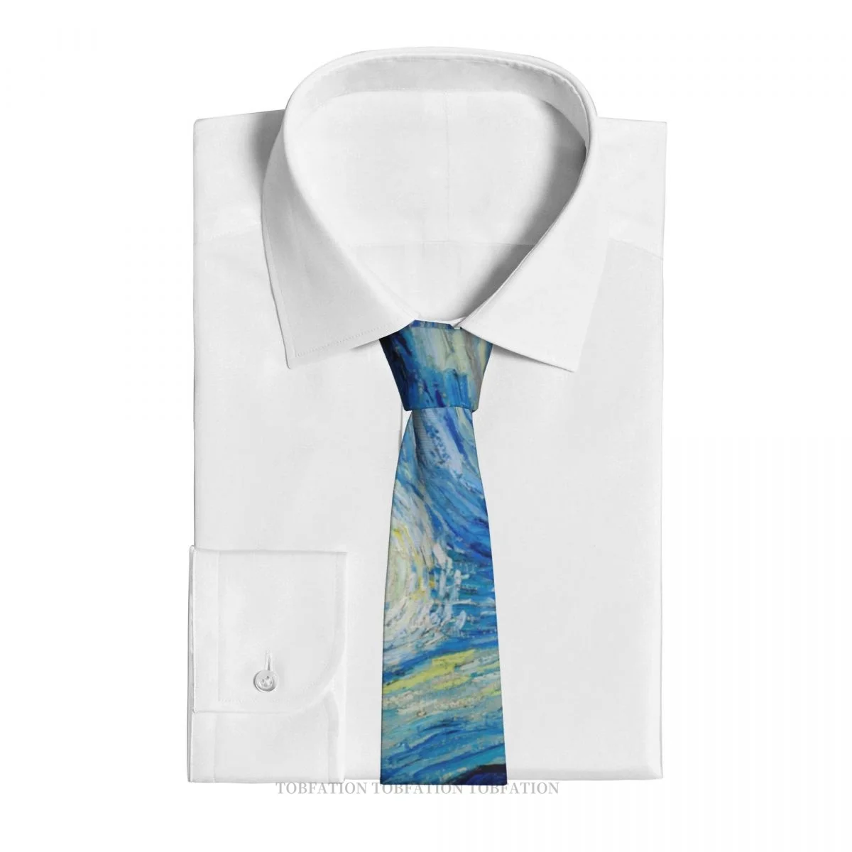 Starry Night Print Ties Vincent Van Gogh Painting Casual Unisex Neck Tie Shirt Decoration Narrow Striped Slim Cravat