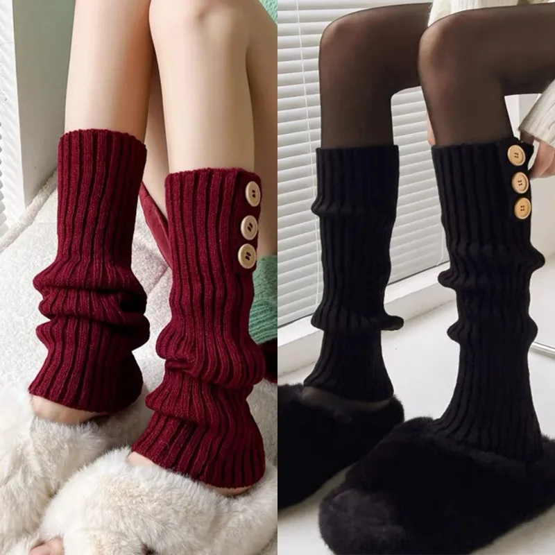 Lolita Warm Leg Warmers Long Socks Women Autumn Winter JK Thickened Knitted High-quality Foot Cover Crochet Socks Boot Cuffs