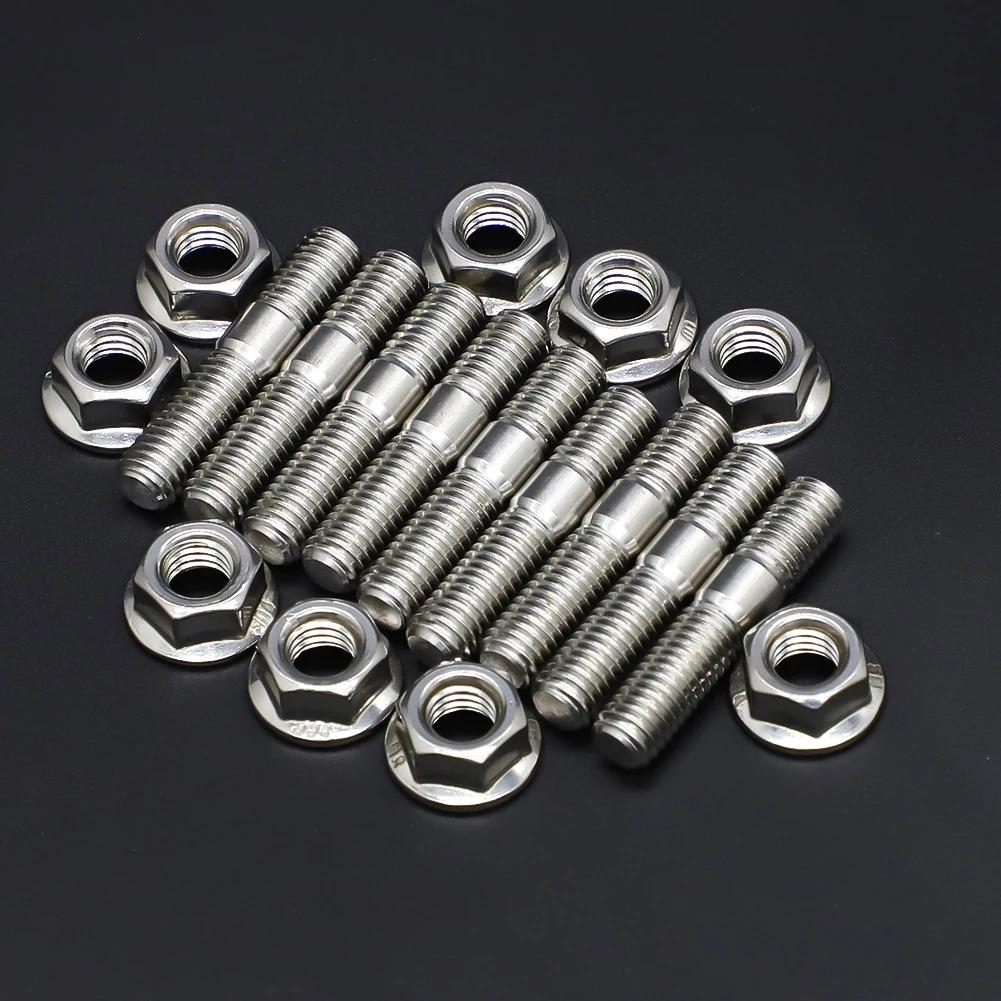 M8*40 For B D Series Honda Civic Acura Integra V3 Exhaust Manifold Stud For Stainless Steel Exhaust Stud Serrated Bolt Nut