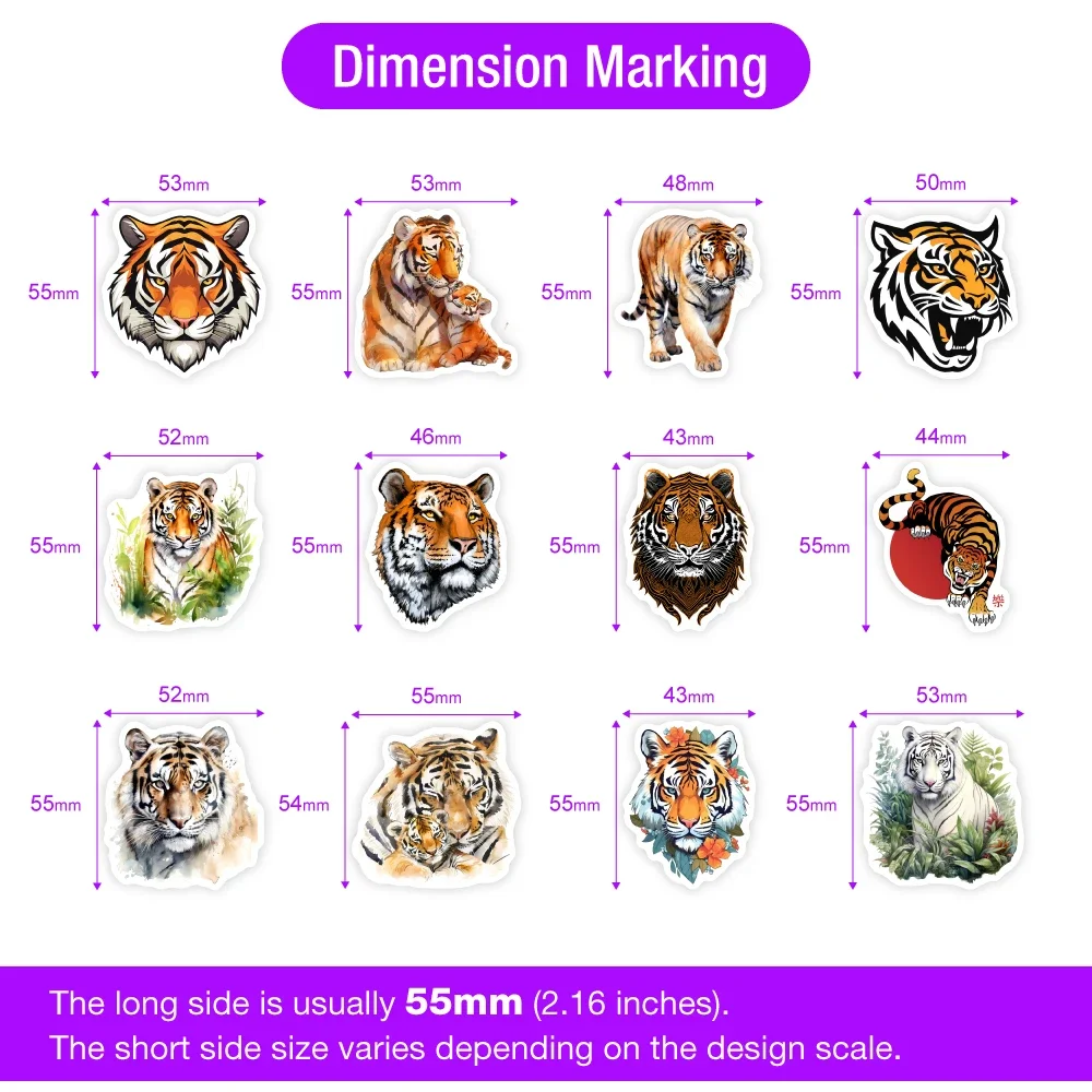 Illustrazione tigre Adesivi artistici Collezione Clipart Giocattoli regalo fai da te Decalcomania impermeabile per laptop Scrapbook Bottiglie di