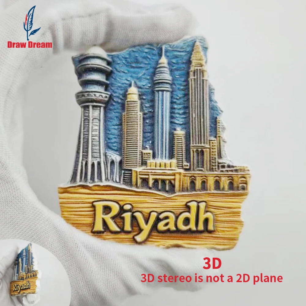1 Stück Riyadh Kreativer 3D-geprägter Kühlschrankmagnet, Weltreise-Souvenir-Kollektion, geeignet für Heim- und Bürodekoration, personalisierter exklusiver Reise-Souvenir-Magnet, Heimdekoration, Küche,