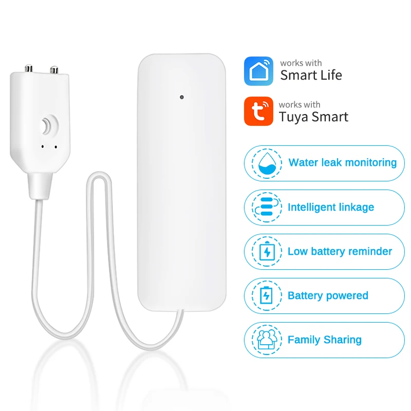 Tuya ZigBee Smart Water Sensor Leak Detector Flood Water leakage Alarm Smart Life Control Works With Tuya Zigbee Gateway