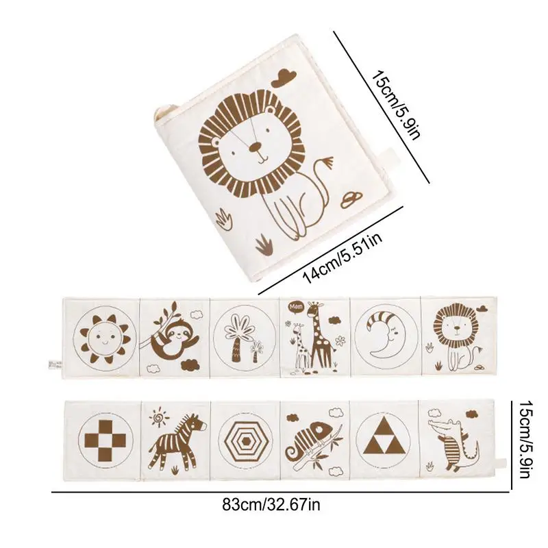 Livre en tissu pour enfants, 12 modèles, jouet en coton biologique, pliable, pour la petite enfance, lit, grill, amusant