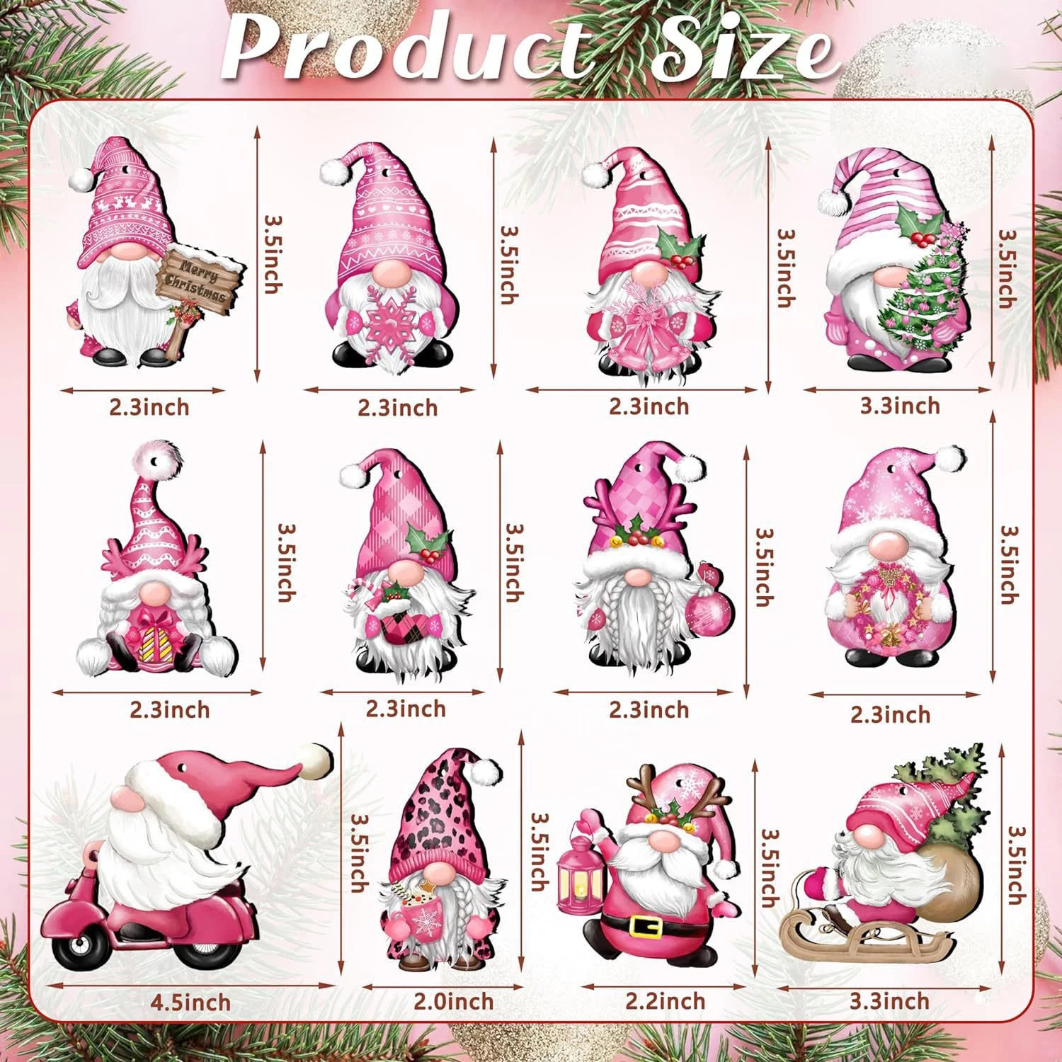 12-120PCS Christmas Wooden Ornament Pink Blue Santa Claus Hanging Pendants for Xmas Tree Decor New Year Gifts Wrapping Supply