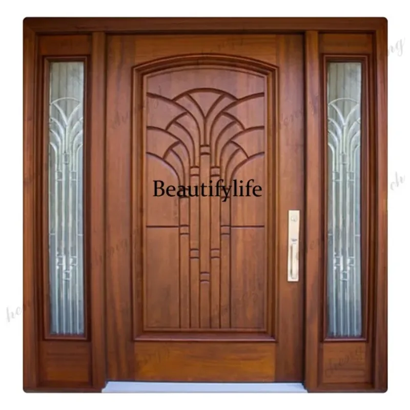K153  Z183 Customization Solid Teak Wood Double Door For Interior Wood Door Design