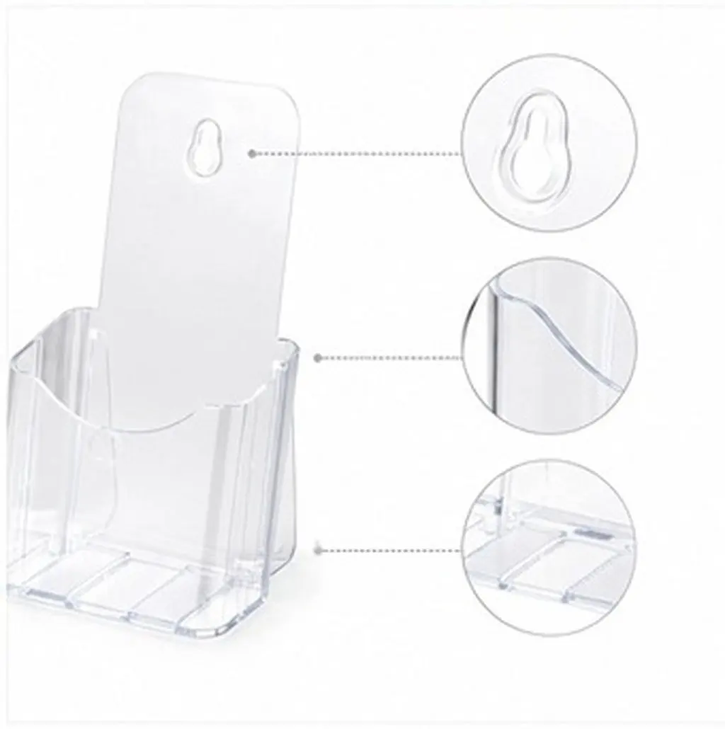 Transparent File Holder Wall-Mounted Plastic Book Display Stand A6 Size Office Document Organizer Magazine Rack File Storage