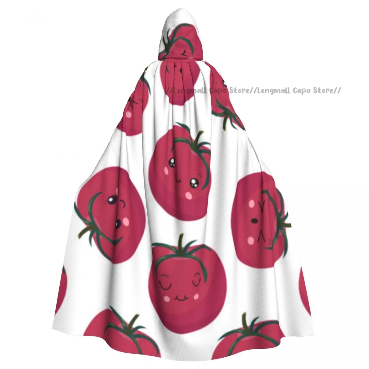 Kawaii Tomatoes Hooded Cloak Coat Halloween Cosplay Costume Vampire Devil Wizard Cape Gown Party