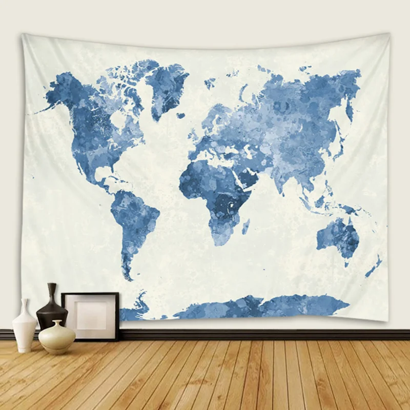 VIKAMA Retro Map Tapestry Polyester Wall Hanging Living Room Bedroom Dormitory Background Home Decoration